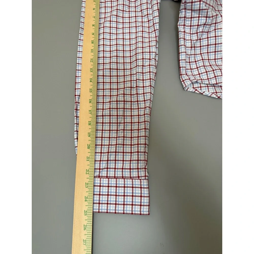 Orvis Mens XL Tall Red Blue Tattersall Plaid Button Down Cotton Shirt XLT L